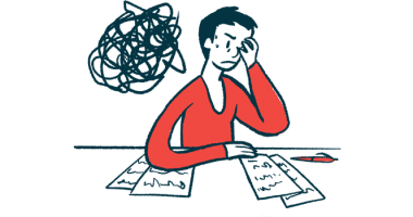 An illustration shows a person sitting at a desk while experiencing frustration and stress.
