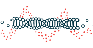 An illustration of a DNA strand highlights its double-helix structure.